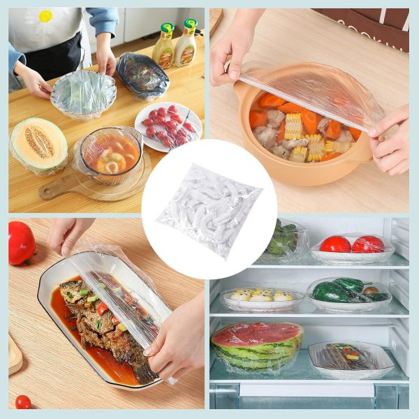 100pcs Disposable Food Cover Kithchen Refrigerator Fruit Food Stretch Leftovers Protection Flim Dustproof Bowls Cups Caps Bag.