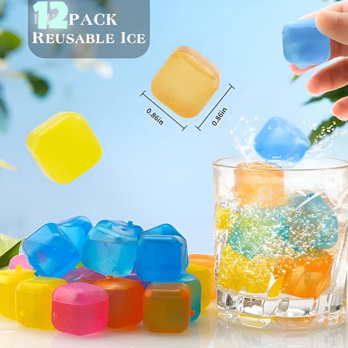 Reusable ice cube Pack Of 12 Pieces Square Reusable Ice Cubes | Filled With Pure Water (multi Random Color)
