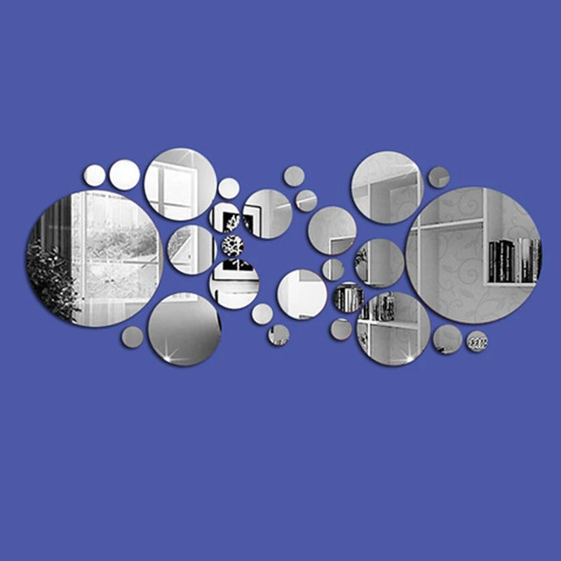 26/32pcs Round 3D Mirror Wall Sticker 15cm DIY TV Background Living Room Stickers Wall Decor Bedroom Bathroom Home Decoration