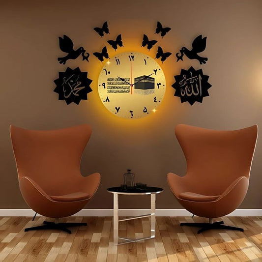 Allah Muhammad 3D wall clock antique design